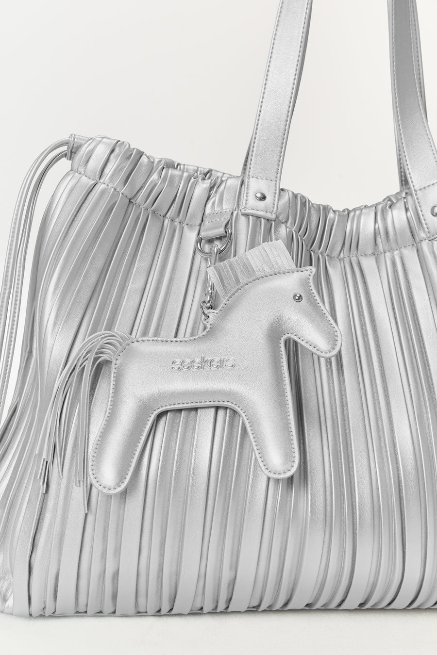 Whisk Horse Bag Charm in Metallic Silver
