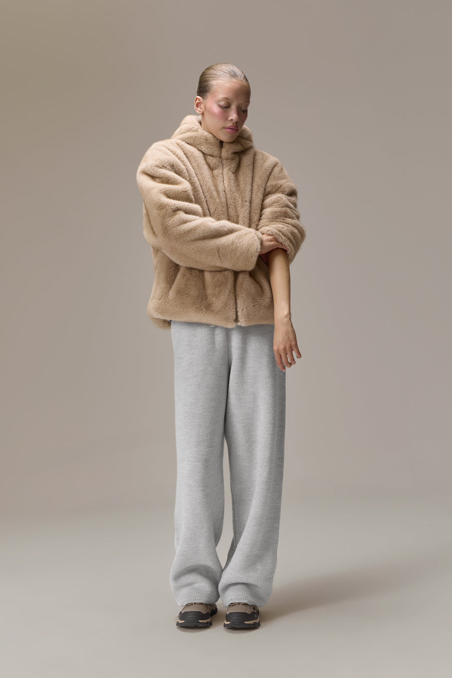 Winnipeg Faux Fur Hooded Jacket in Neutral