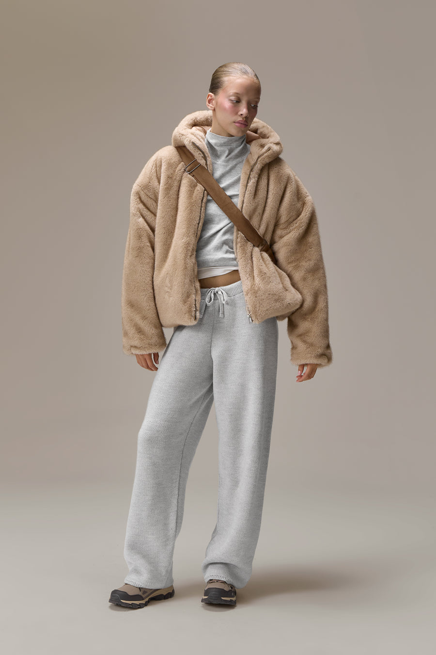 Winnipeg Faux Fur Hooded Jacket in Neutral