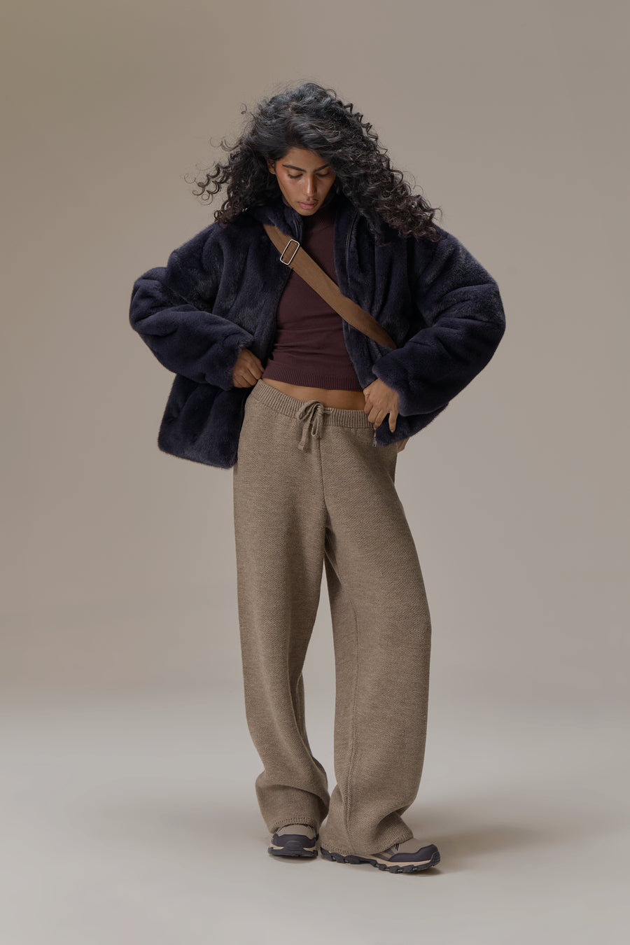 Winnipeg Faux Fur Hooded Jacket in Navy