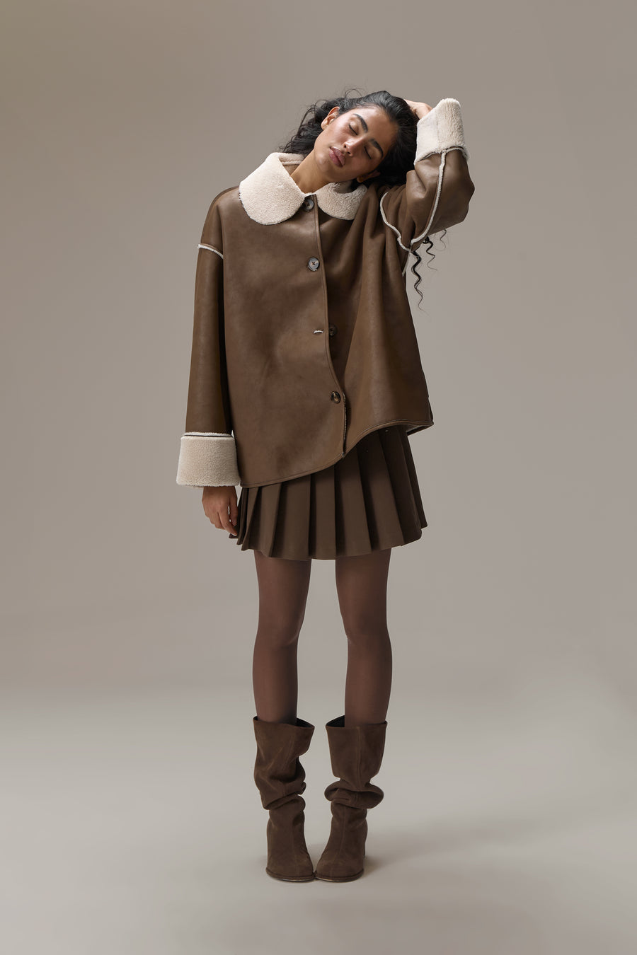 Tully Reversible Coat in Brown Bear