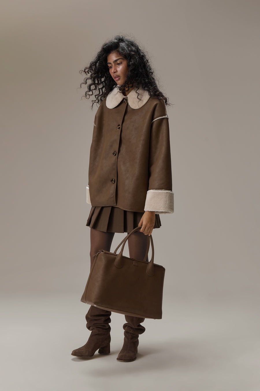 Tully Reversible Coat in Brown Bear
