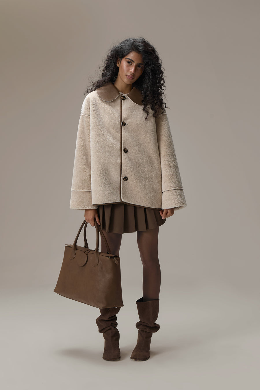 Tully Reversible Coat in Brown Bear