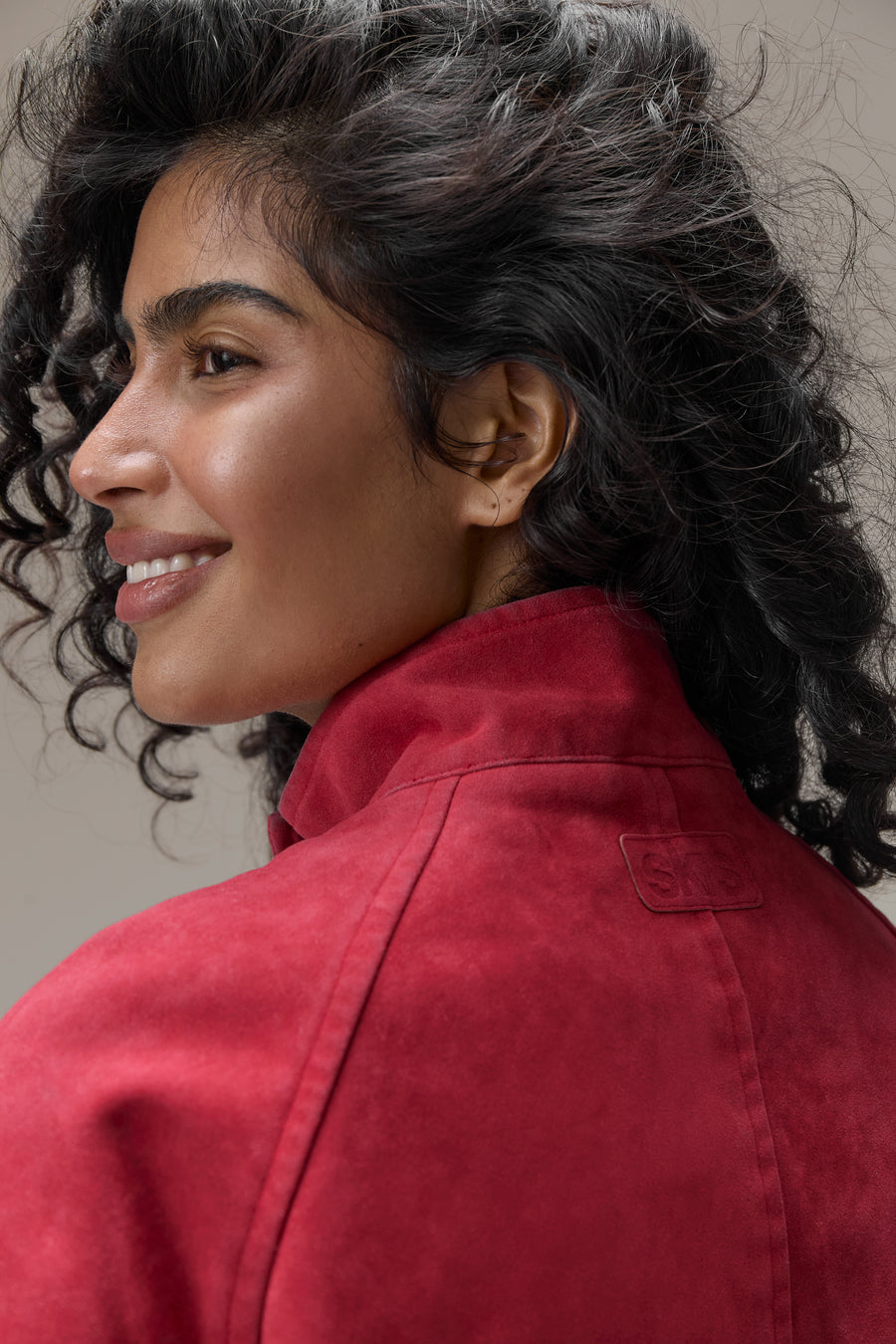 Lady Faux Suede Jacket in Red