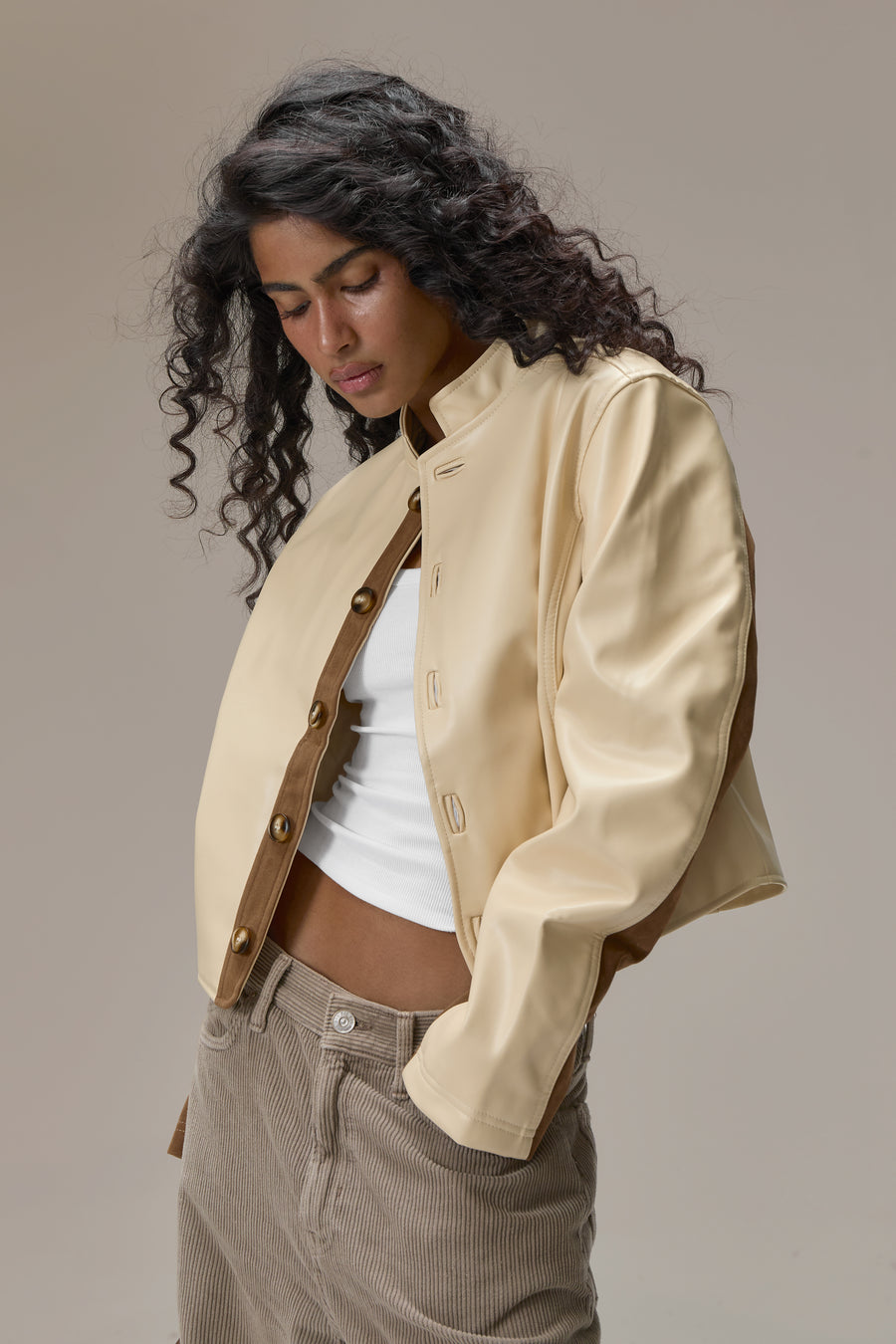 Benny Faux Leather Jacket in Yellow