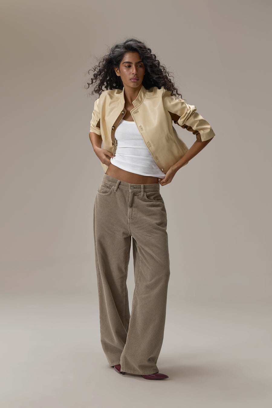 Benny Faux Leather Jacket in Yellow