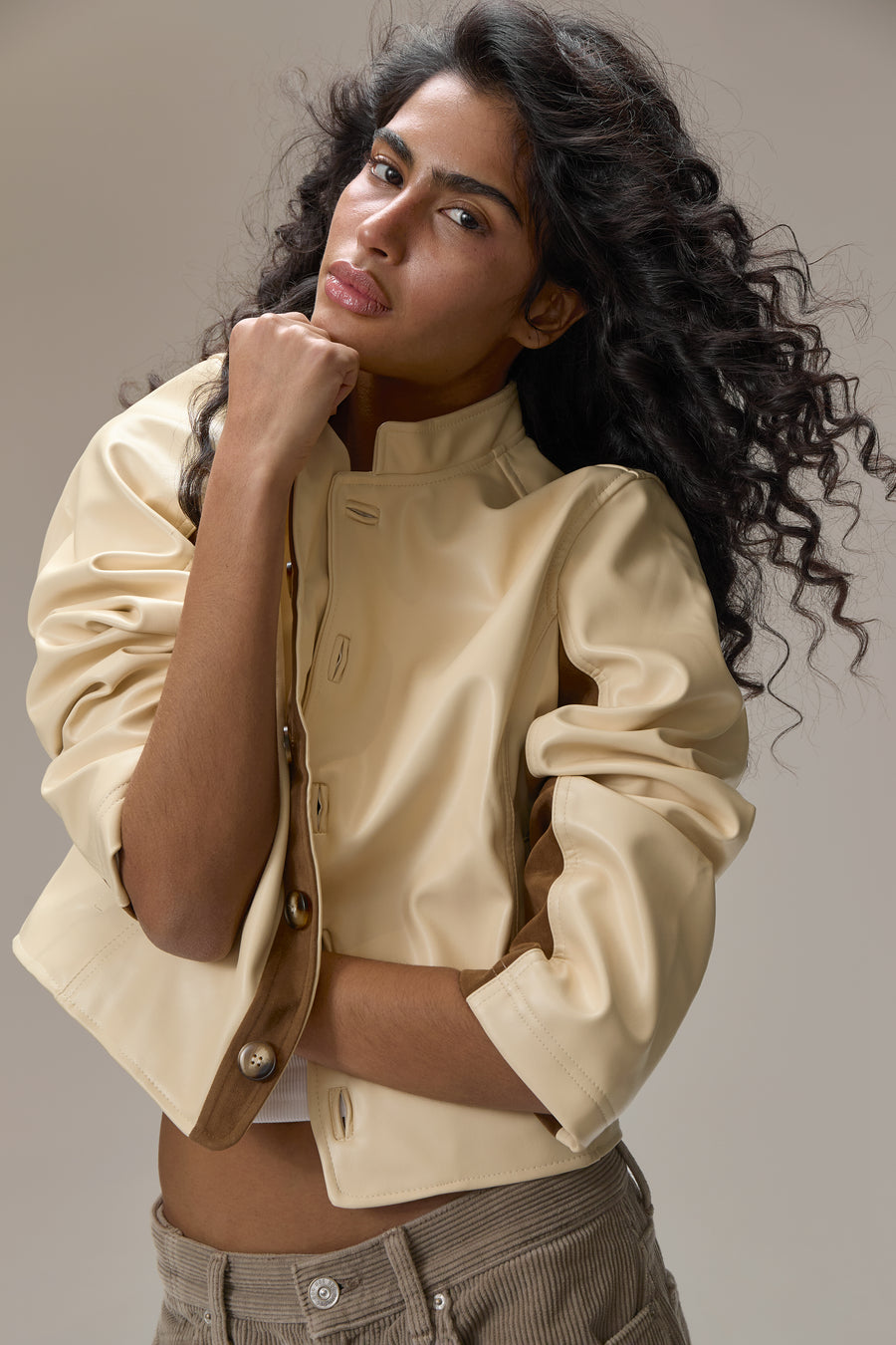 Benny Faux Leather Jacket in Yellow