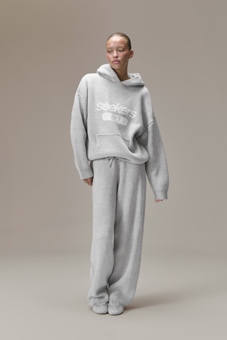 Seekers 99 Knit Hoodie in Soft Grey