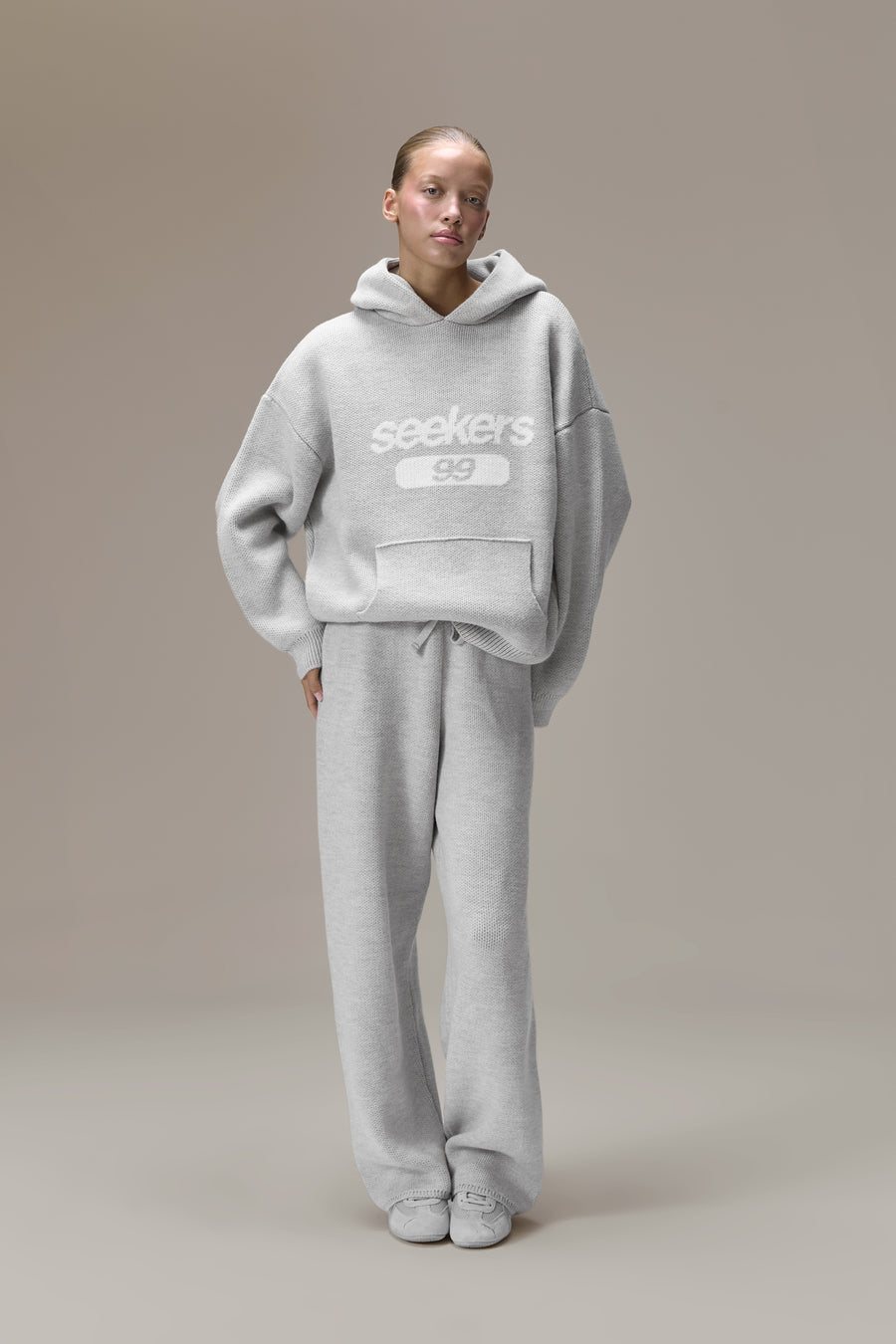 Seekers 99 Knit Hoodie in Soft Grey