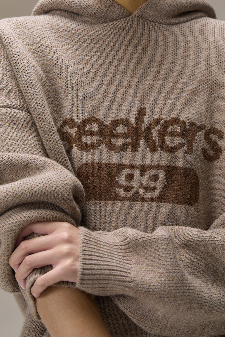 Seekers 99 Knit Hoodie in Soft Brown
