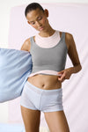 Huggie Layered Vest Top in Mid Grey