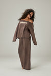 Slouch Wide Leg Sweatpants in Brown