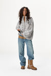 Buffy Paisley Knit Zip Up in Light Grey