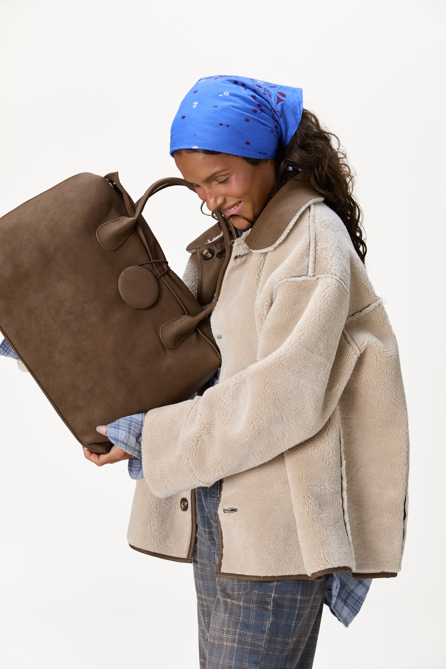 Tully Button Carryall Bag in Brown