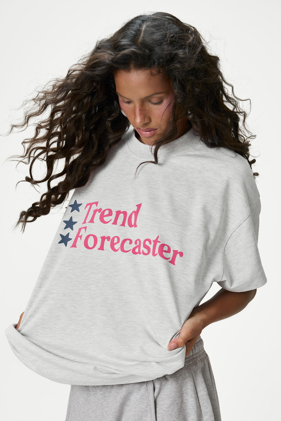 Forecaster Oversized Tee in Grey Marl