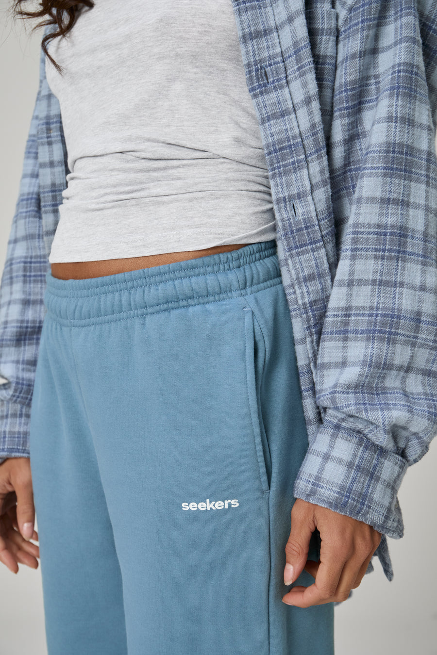 Seekers Classic Wide Leg Sweatpants in Mid Blue