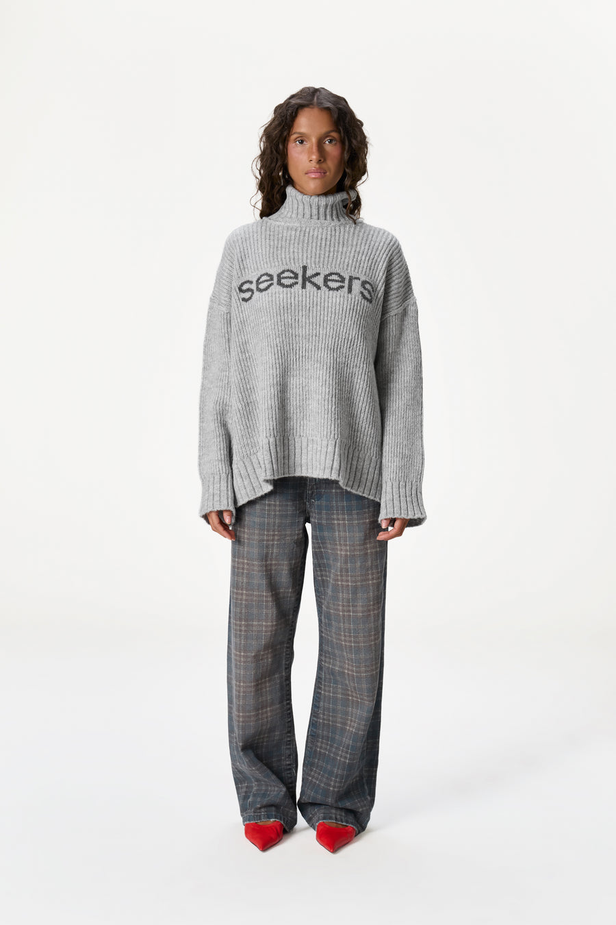Misty Roll Neck Knit Jumper in Grey