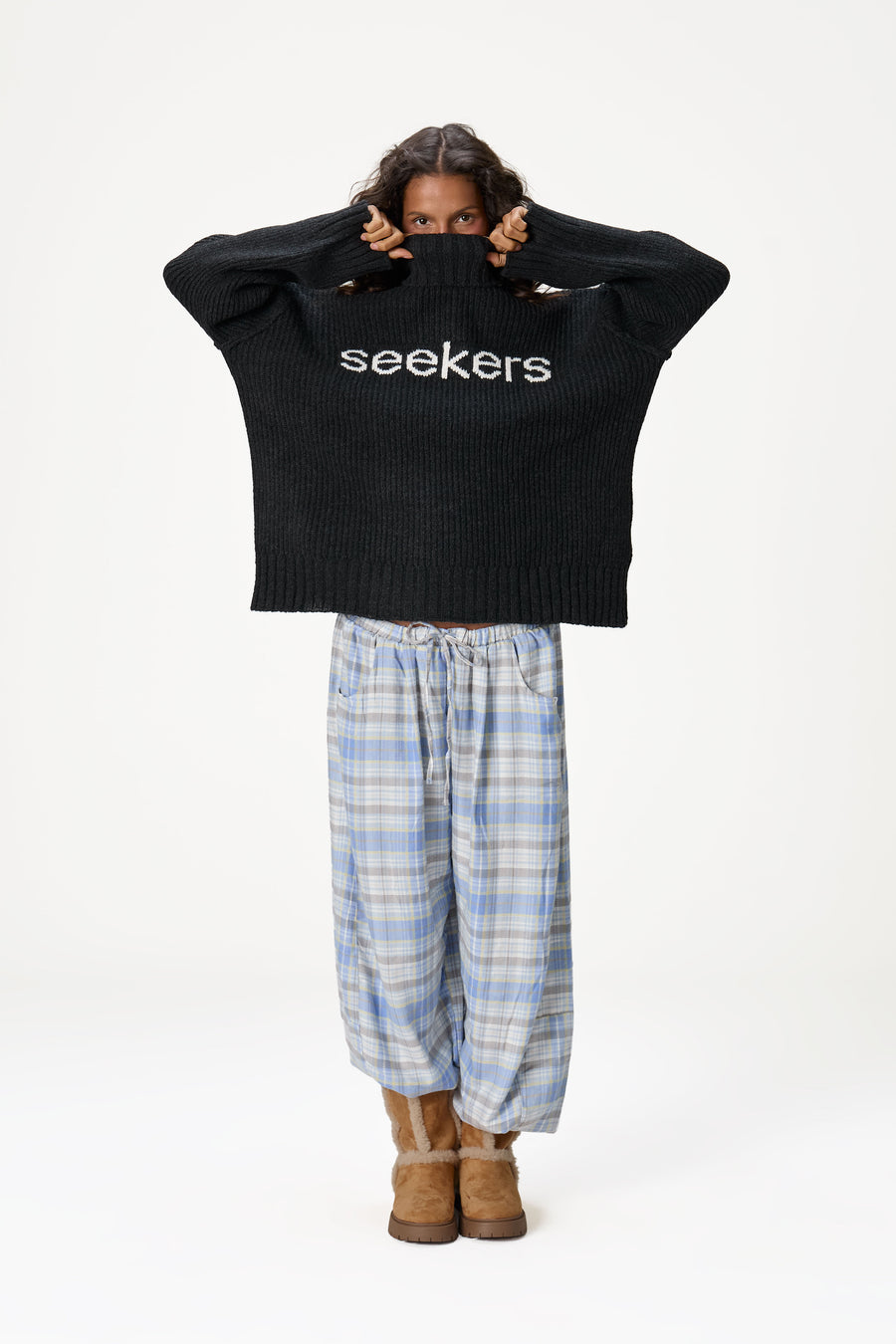 Misty Roll Neck Knit Jumper in Black