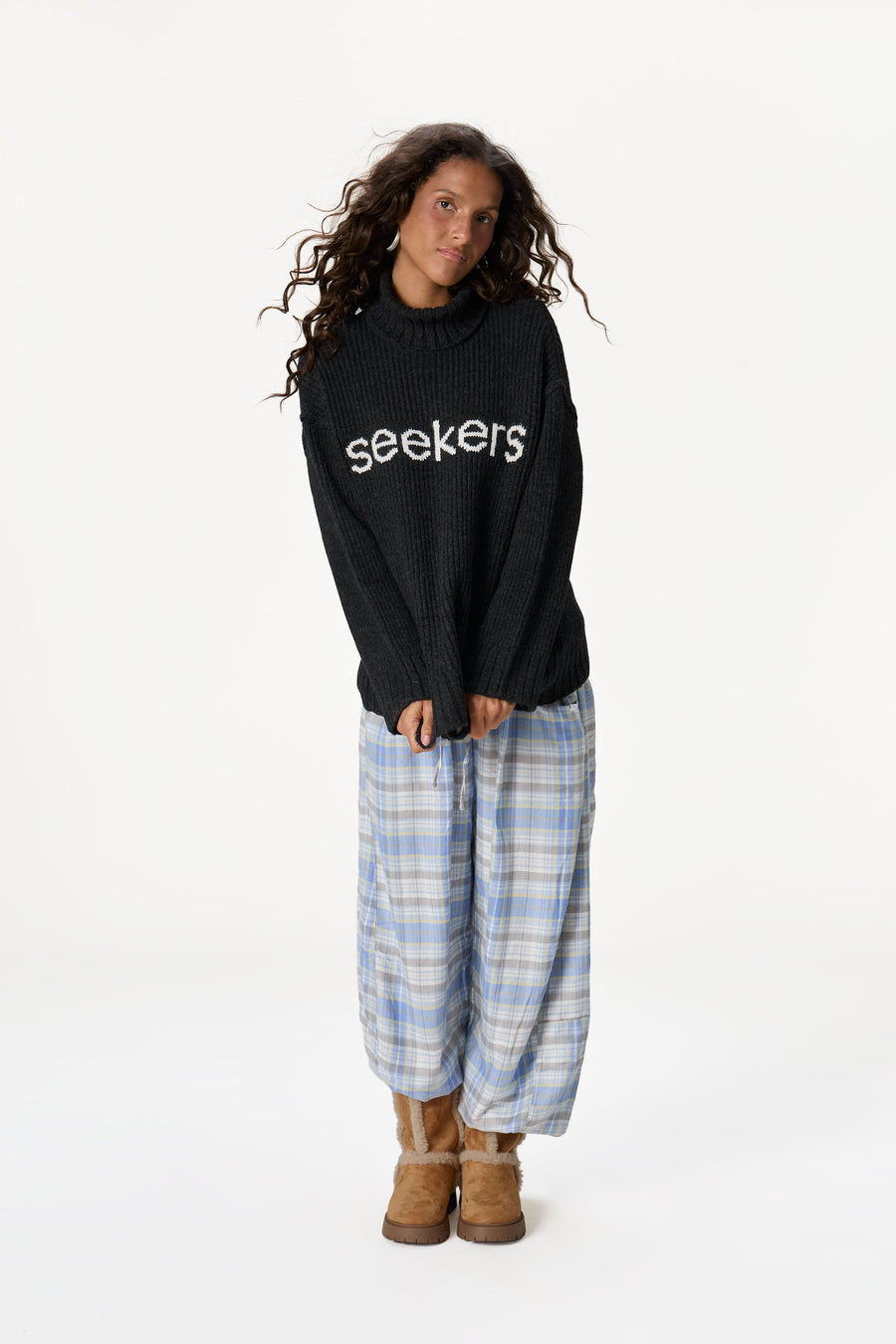 Misty Roll Neck Knit Jumper in Black
