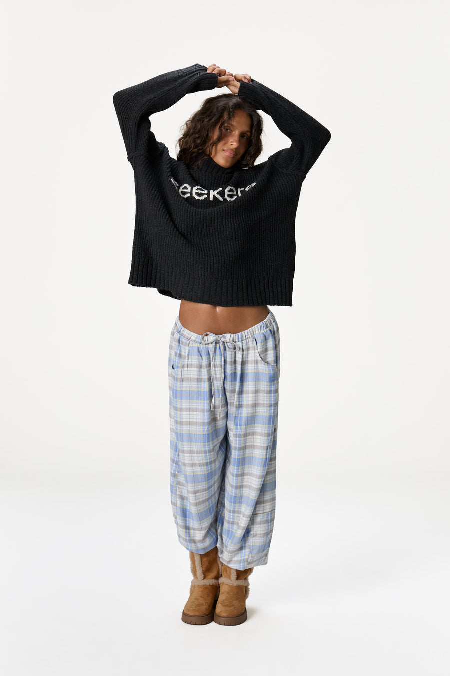 Misty Roll Neck Knit Jumper in Black