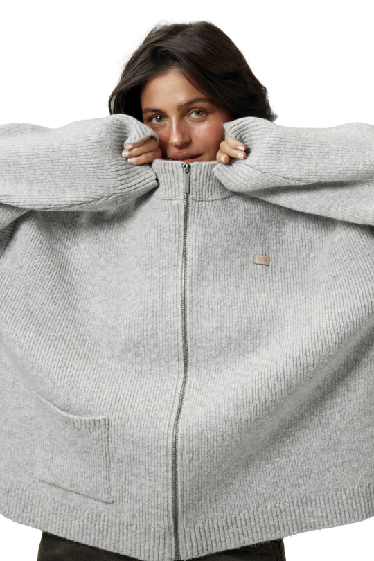 Originals Knit Zip Up in Light Grey