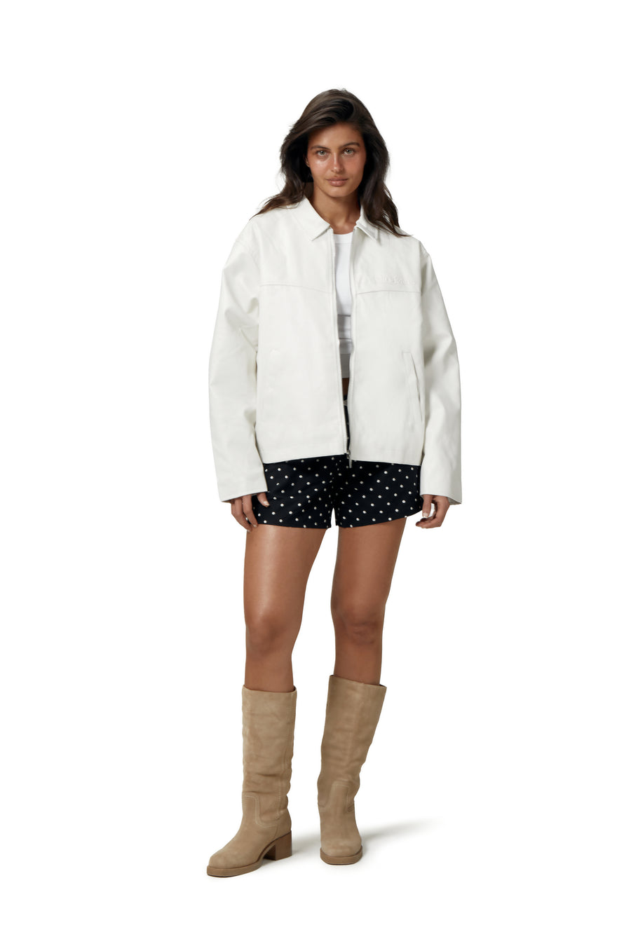 Milky Vegan Leather Jacket