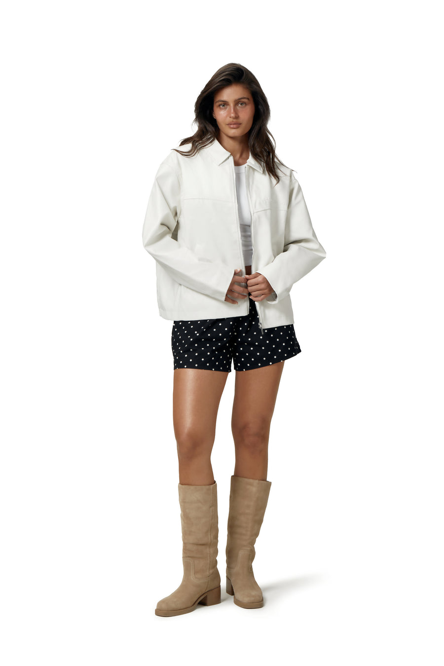 Milky Vegan Leather Jacket