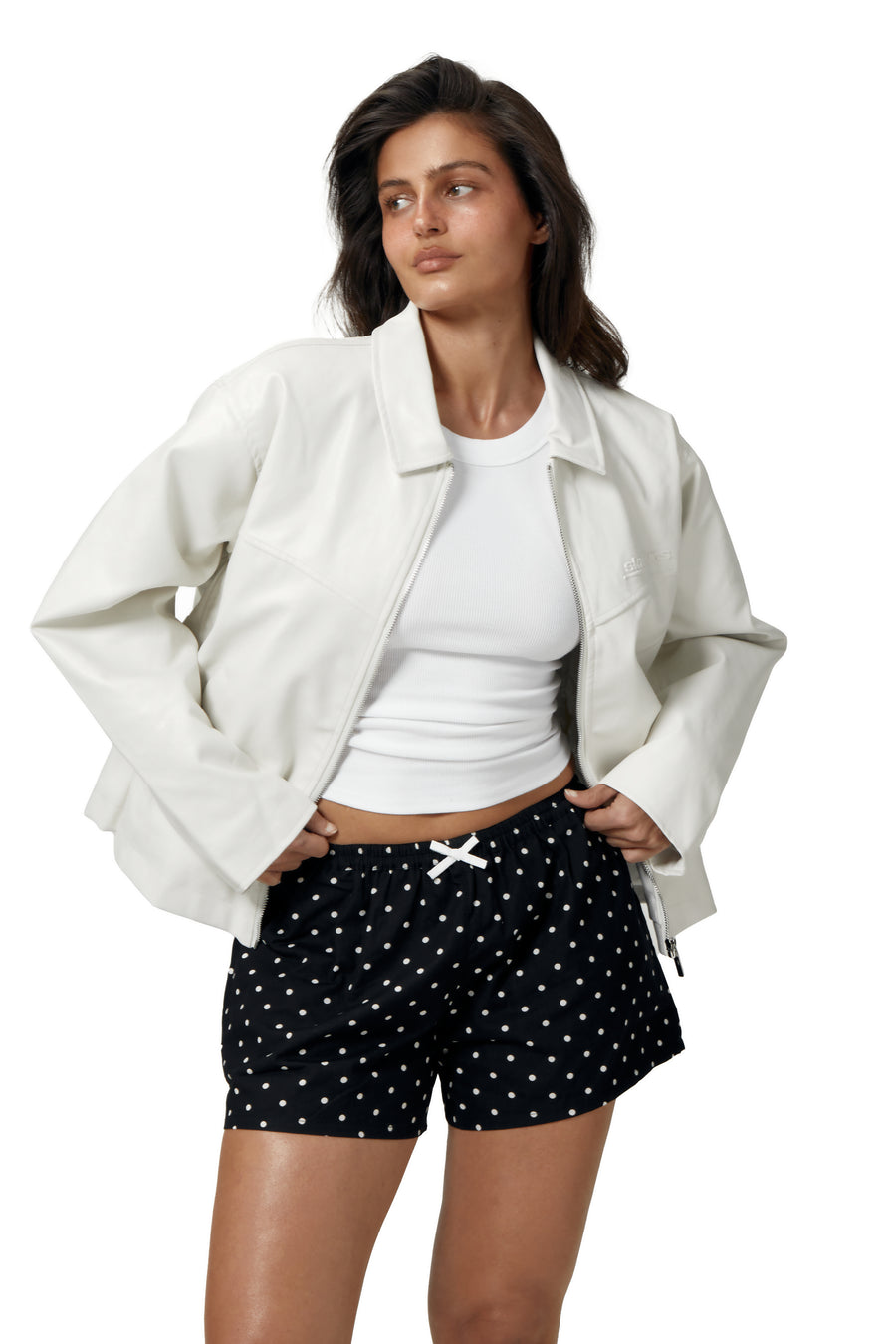 Milky Vegan Leather Jacket