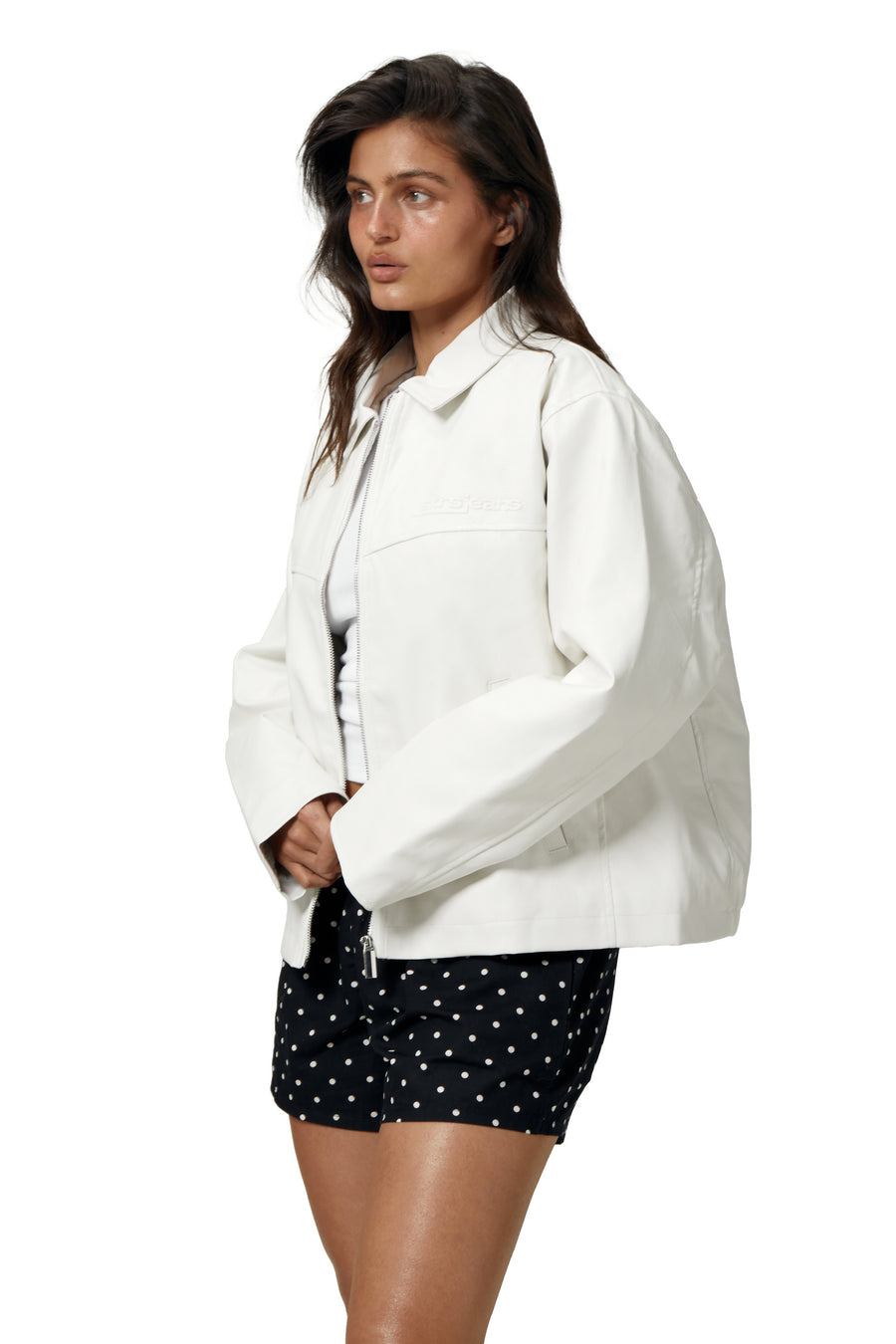 Milky Vegan Leather Jacket