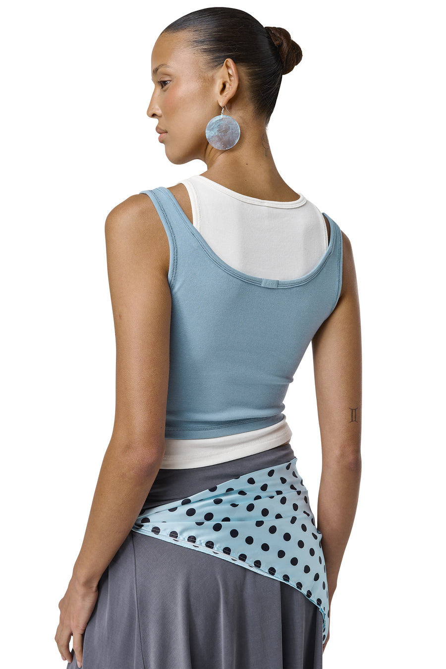 Huggie Layered Vest Top in Mid Blue