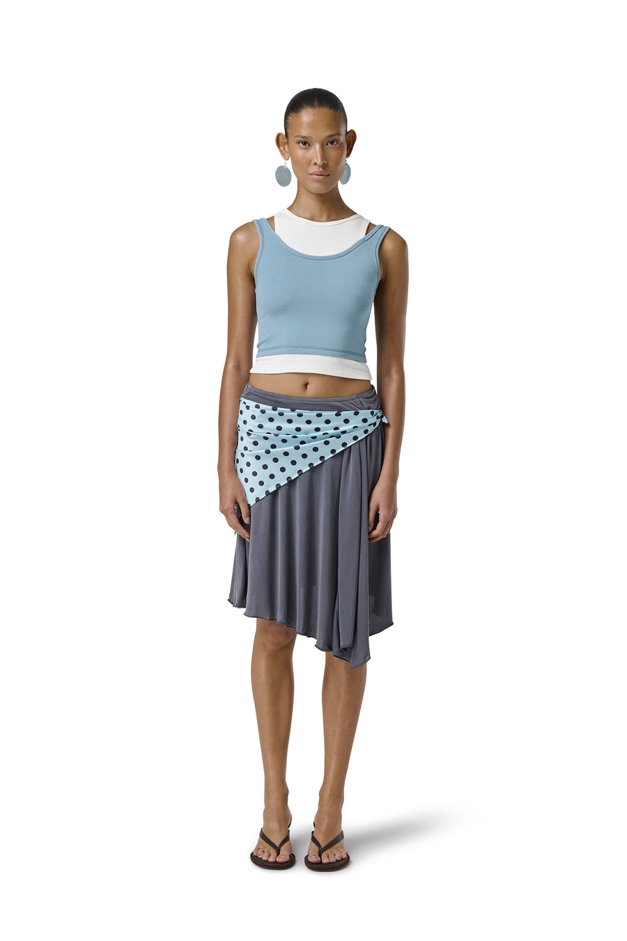Huggie Layered Vest Top in Mid Blue
