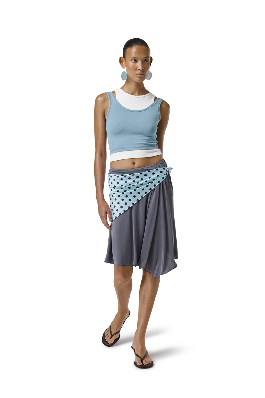 Huggie Layered Vest Top in Mid Blue