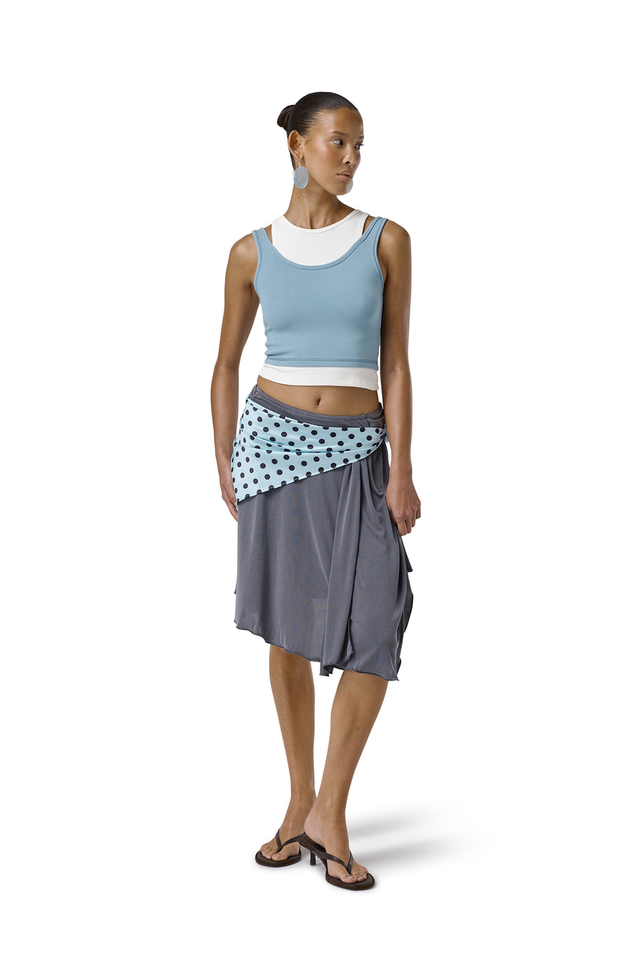 Huggie Layered Vest Top in Mid Blue