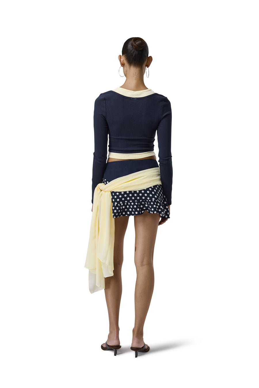Huggie Layered Long Sleeve Top in Navy