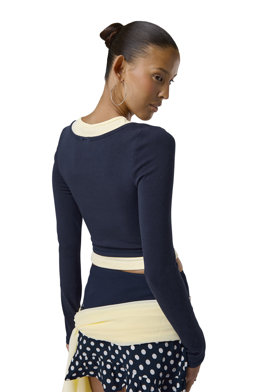 Huggie Layered Long Sleeve Top in Navy