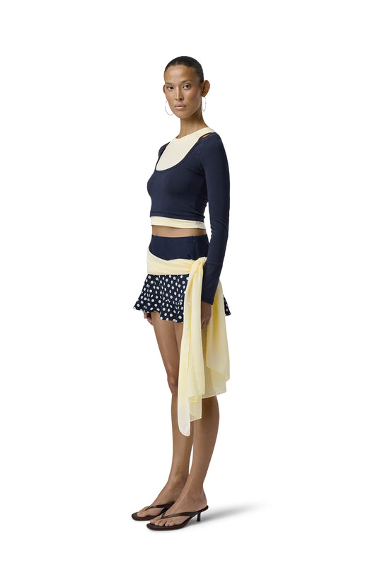 Huggie Layered Long Sleeve Top in Navy