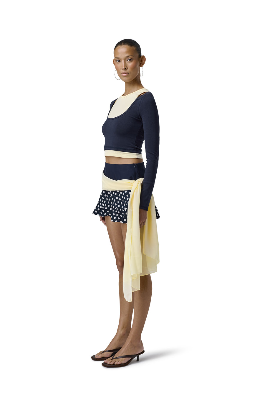 Huggie Layered Long Sleeve Top in Navy