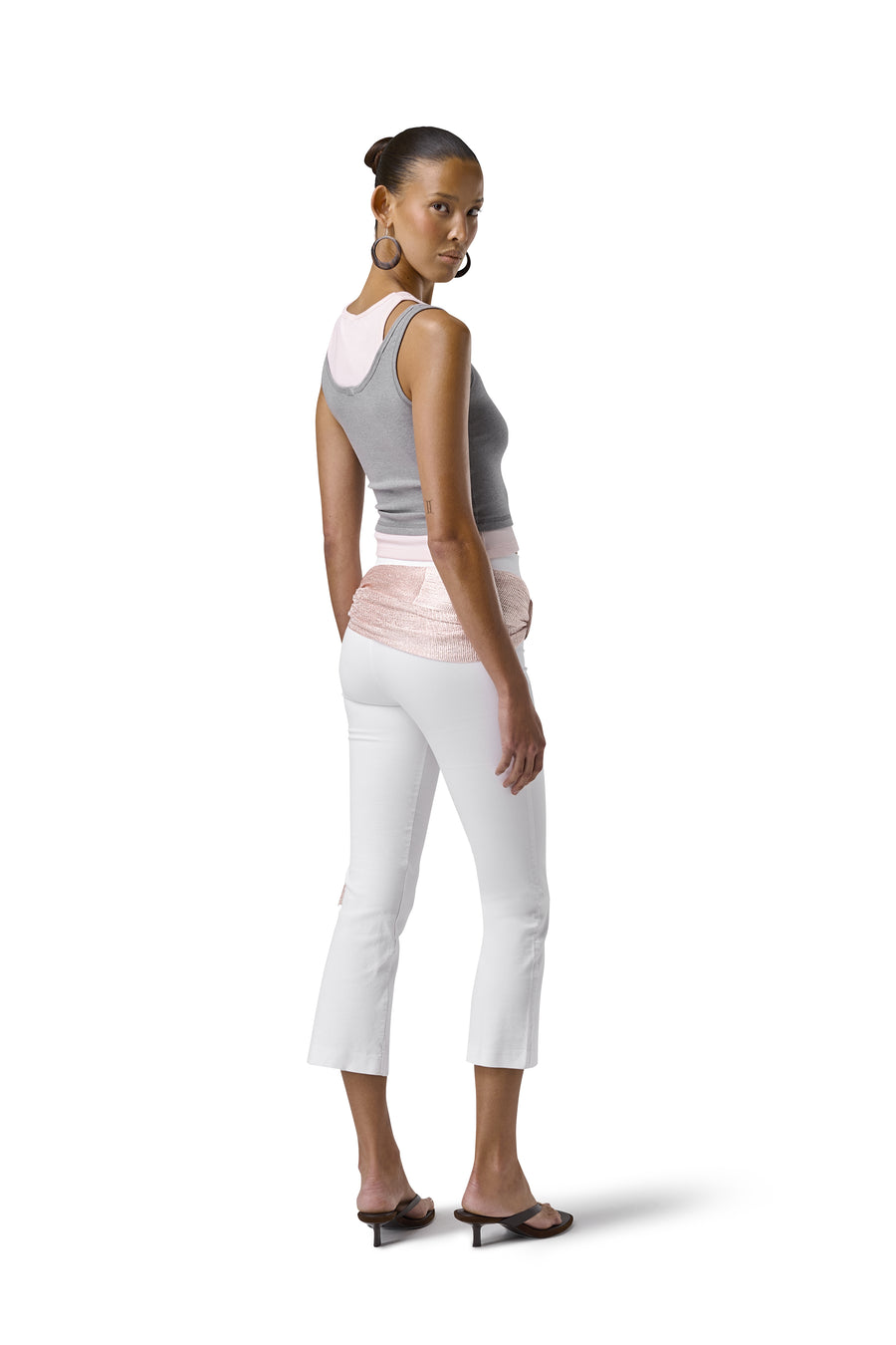 Huggie Layered Vest Top in Mid Grey