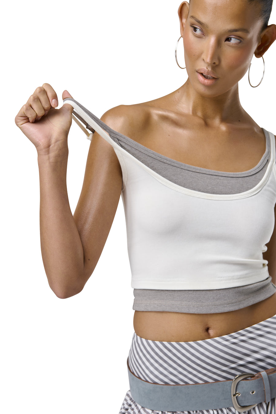 Huggie Layered Strappy Top in White
