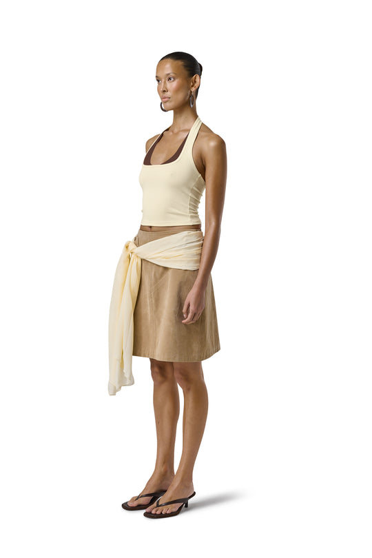 Huggie Layered Halter Top in Butter Yellow