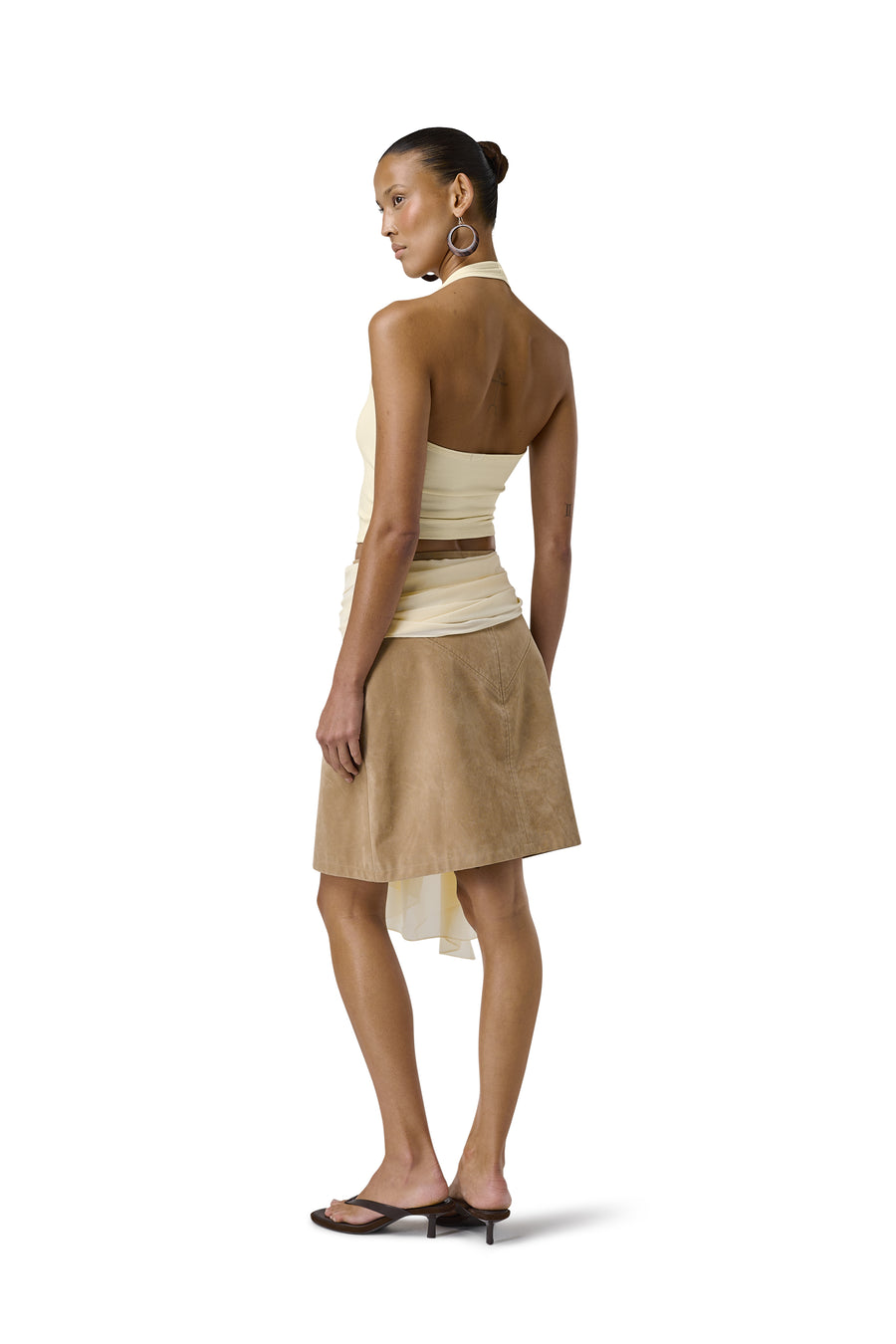 Huggie Layered Halter Top in Butter Yellow