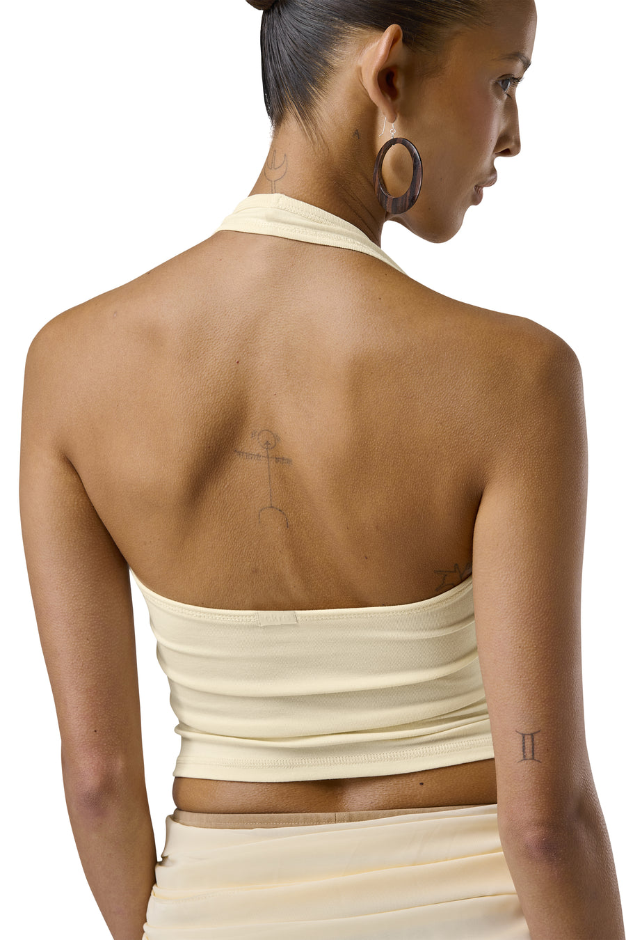 Huggie Layered Halter Top in Butter Yellow