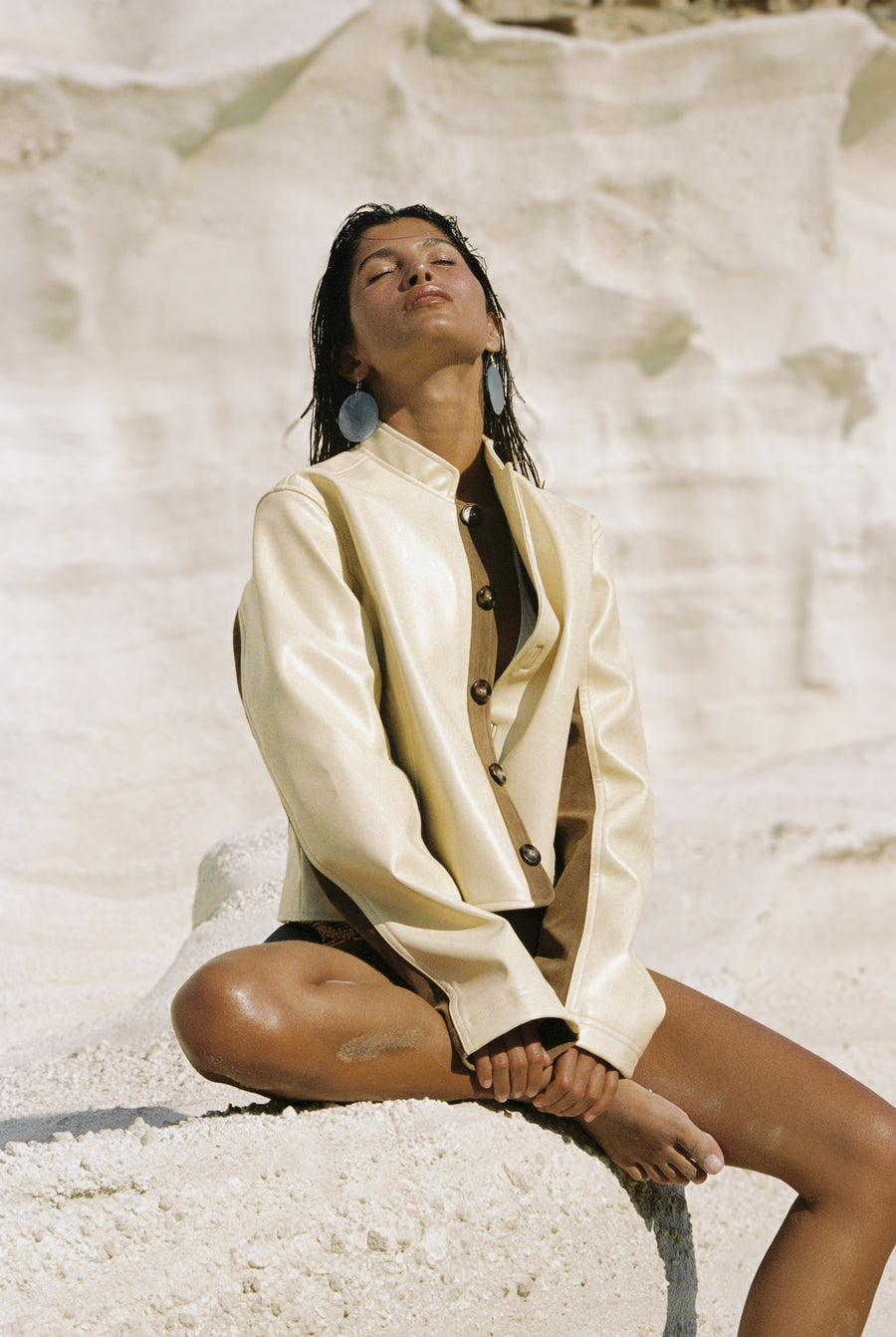 Benny Faux Leather Jacket in Yellow