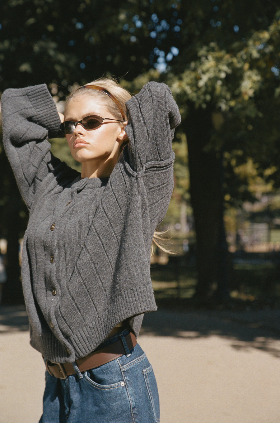 Bryant Button Cardigan in Charcoal