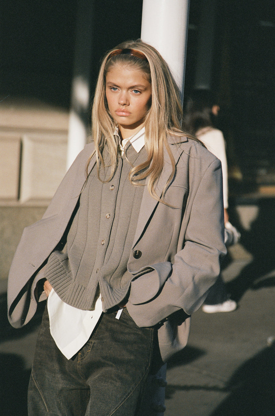 Bryant Button Cardigan in Beige