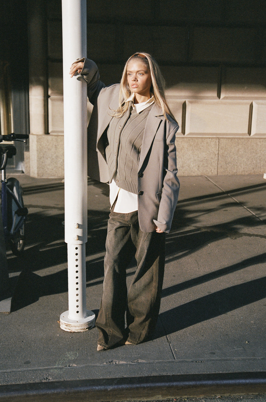 Bryant Button Cardigan in Beige