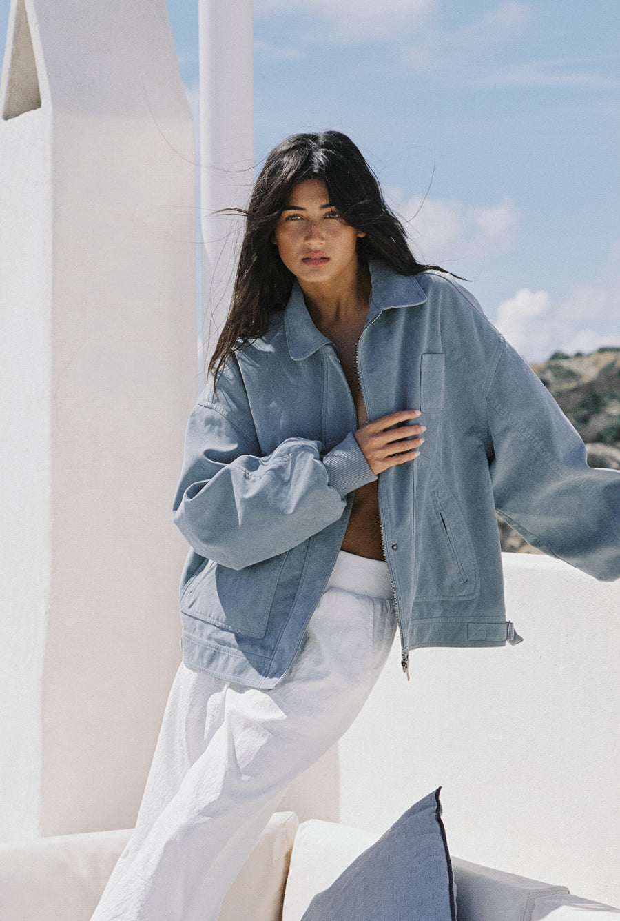 Martha Faux Suede Jacket in Blue