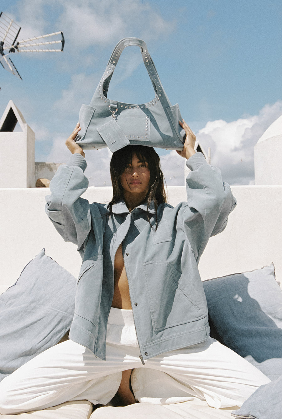 Martha Faux Suede Carryall in Blue