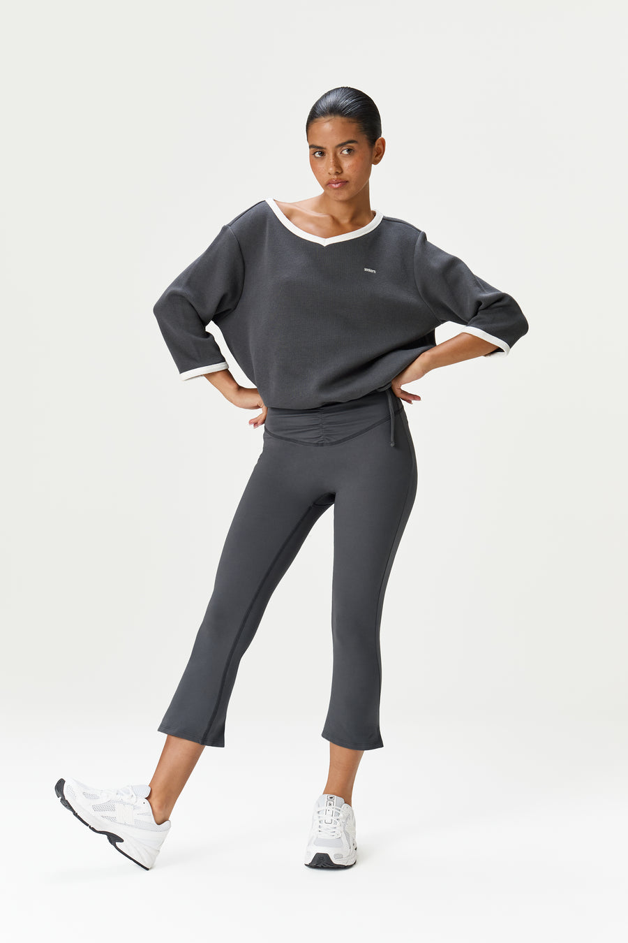 Sure Ruched Active Capri in Charcoal