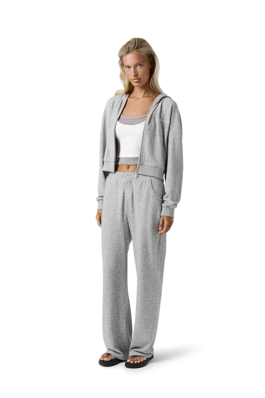 Slacks Soft Zip Up in Light Grey